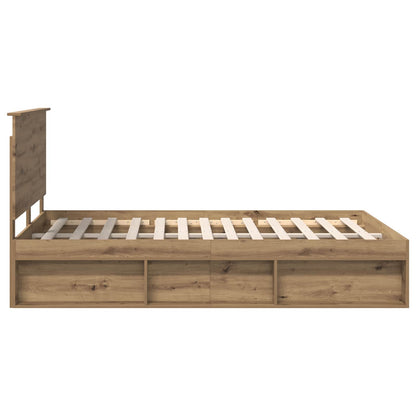Bed Frame Artisian Oak 140 x 190 cm Solid Pine Wood