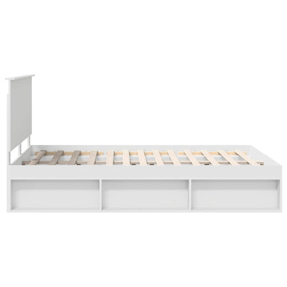 Bed Frame with Headboard White 135 x 190 cm Solid Pine Wood