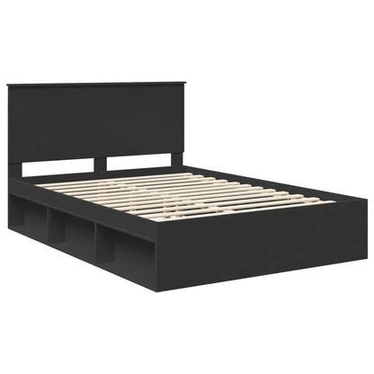 Bed Frame with Headboard Black 135 x 190 cm Solid Pine Wood