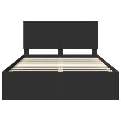 Bed Frame with Headboard Black 135 x 190 cm Solid Pine Wood