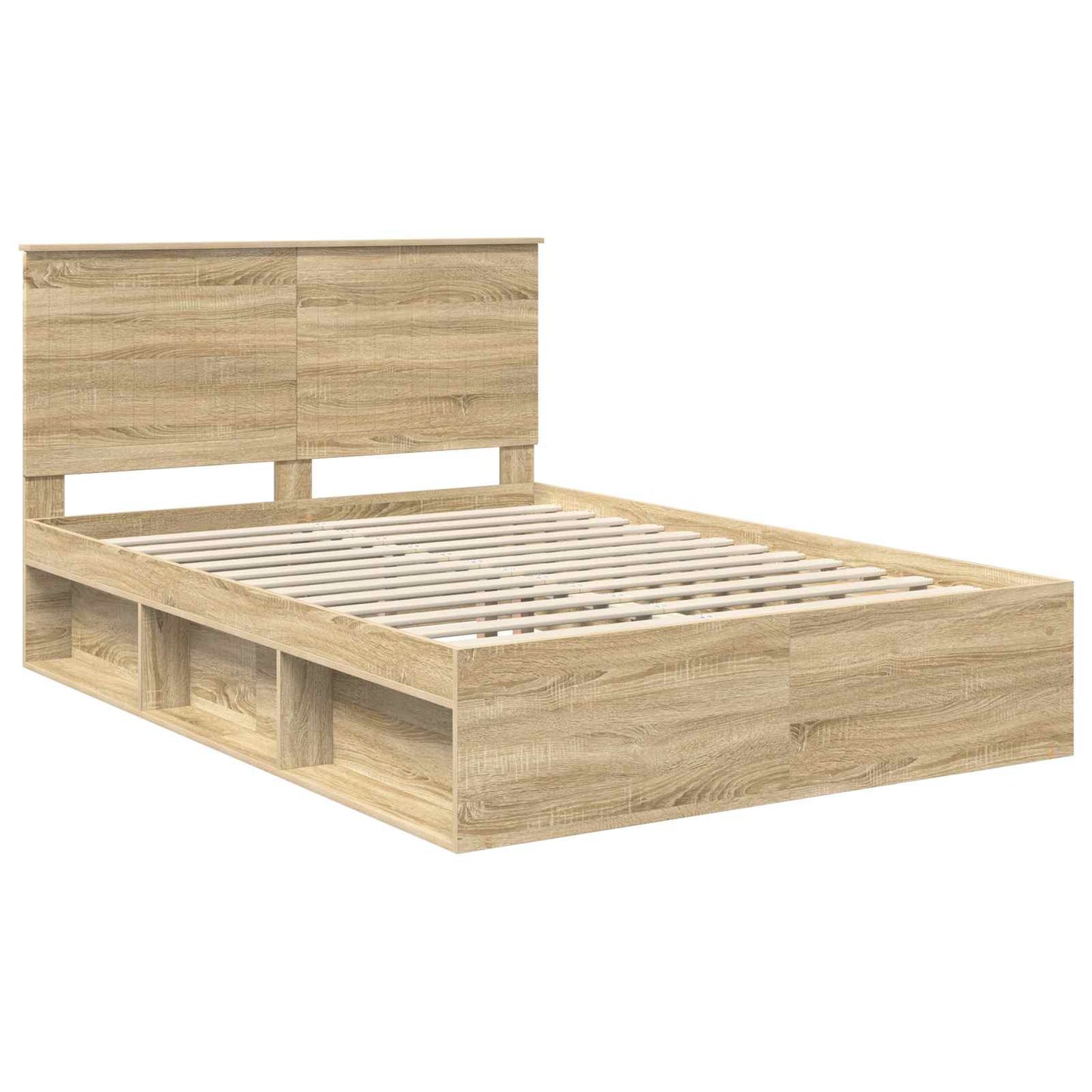 Bed Frame Sonoma Oak 135 x 190 cm Solid Pine Wood