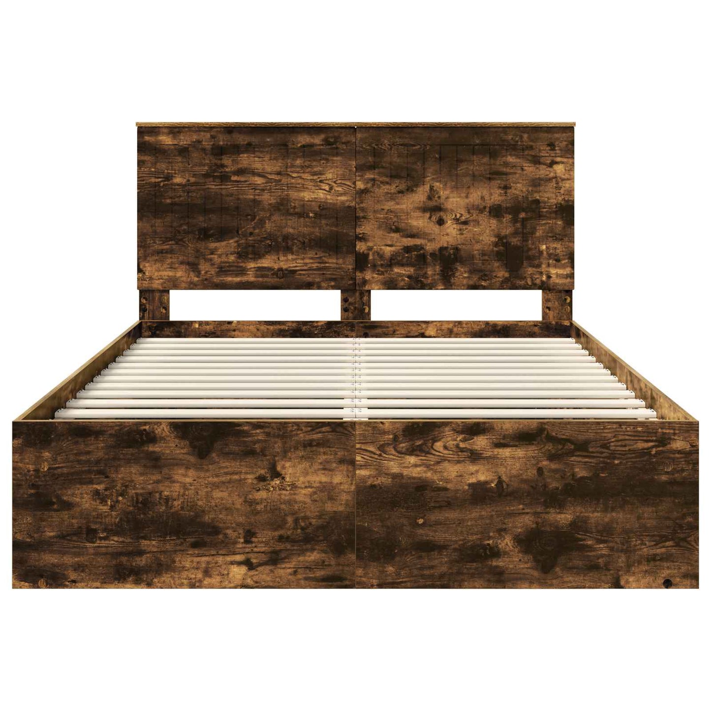 Bed Frame Smoked Oak 135 x 190 cm Solid Pine Wood