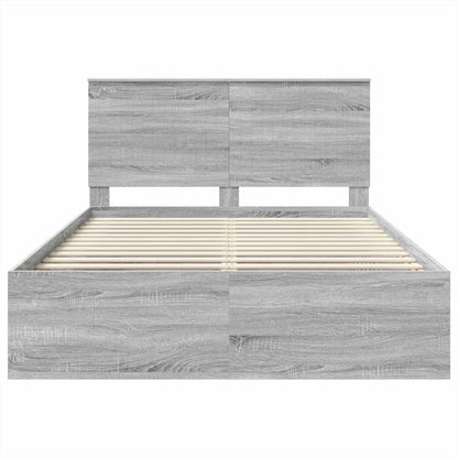 Bed Frame Grey Sonoma 135 x 190 cm Solid Pine Wood