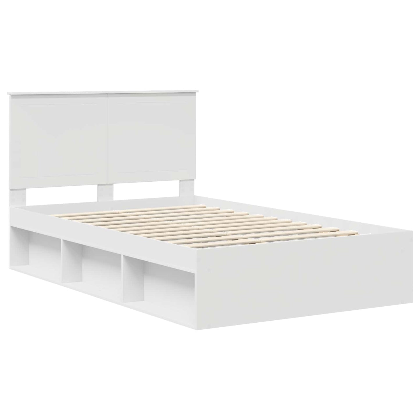 Bed Frame with Headboard White 120 x 200 cm Solid Pine Wood