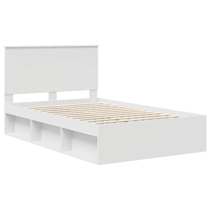Bed Frame with Headboard White 120 x 200 cm Solid Pine Wood