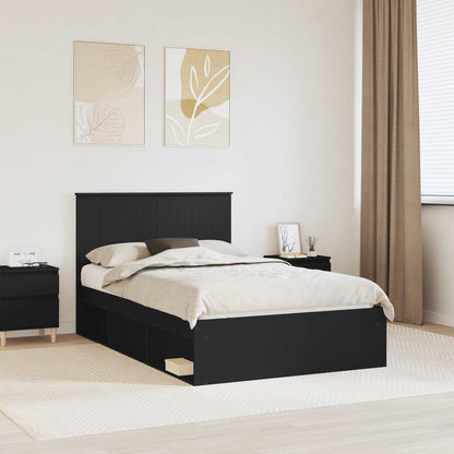 Bed Frame with Headboard Black 120 x 200 cm Solid Pine Wood