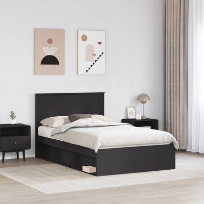 Bed Frame with Headboard Black 120 x 200 cm Solid Pine Wood