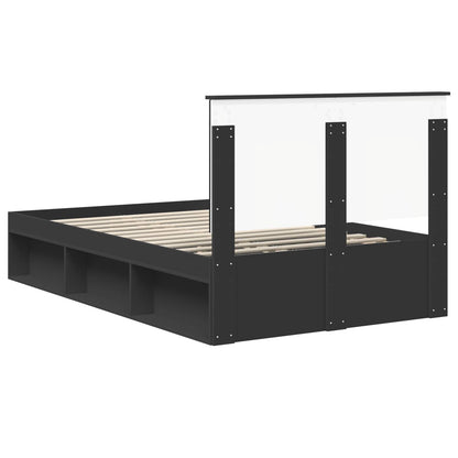 Bed Frame with Headboard Black 120 x 200 cm Solid Pine Wood