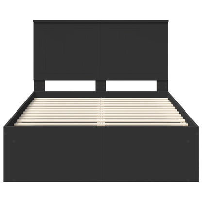 Bed Frame with Headboard Black 120 x 200 cm Solid Pine Wood