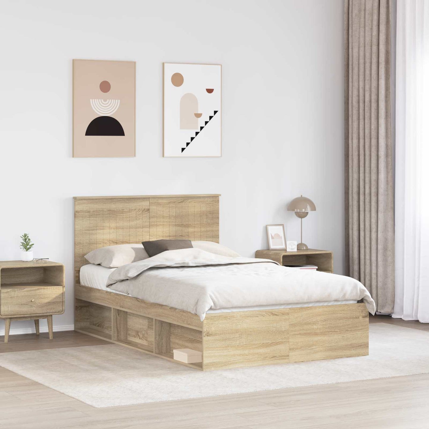 Bed Frame with Headboard Sonoma 120 x 200 cm Solid Pine Wood