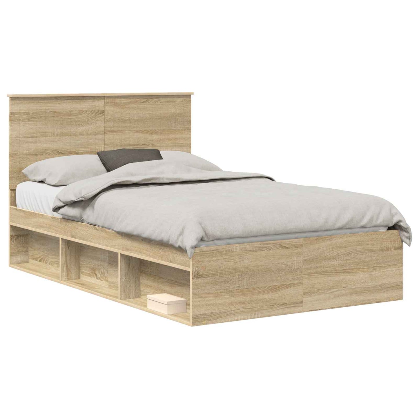 Bed Frame with Headboard Sonoma 120 x 200 cm Solid Pine Wood