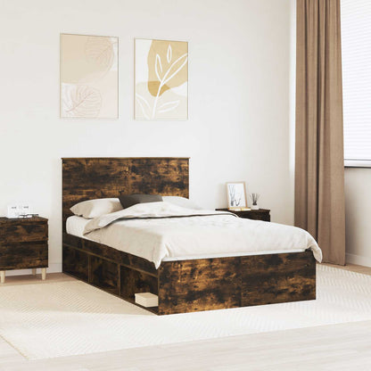 Bed Frame Smoked Oak 120 x 200 cm Solid Pine Wood