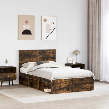 Bed Frame Smoked Oak 120 x 200 cm Solid Pine Wood