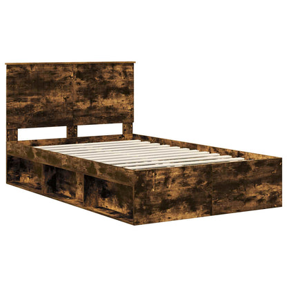 Bed Frame Smoked Oak 120 x 200 cm Solid Pine Wood