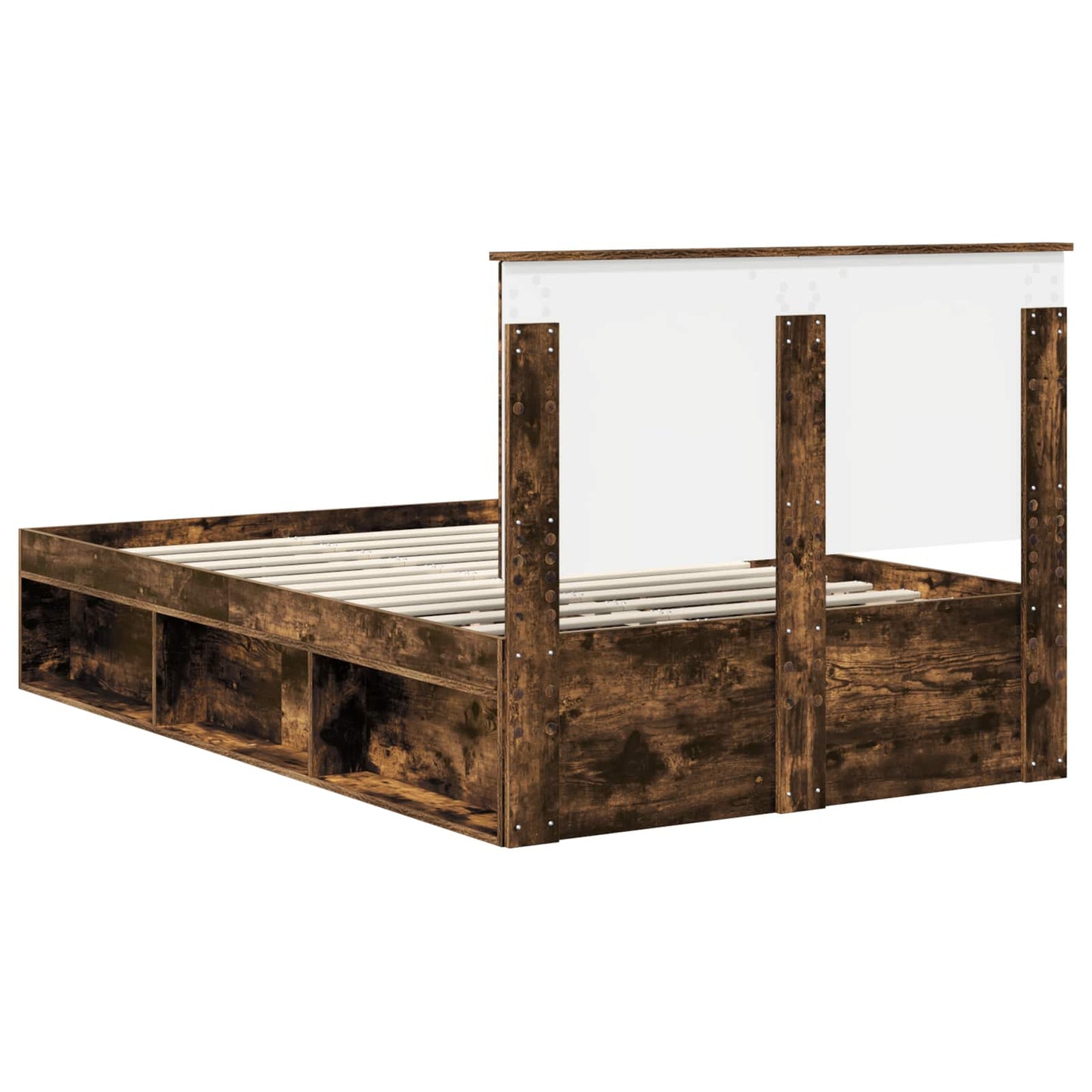 Bed Frame Smoked Oak 120 x 200 cm Solid Pine Wood