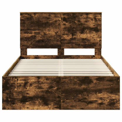 Bed Frame Smoked Oak 120 x 200 cm Solid Pine Wood