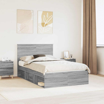 Bed Frame Grey Sonoma 120 x 200 cm Solid Pine Wood