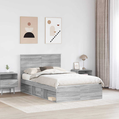 Bed Frame Grey Sonoma 120 x 200 cm Solid Pine Wood
