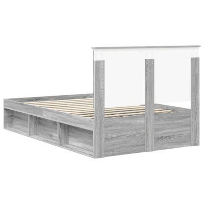 Bed Frame Grey Sonoma 120 x 200 cm Solid Pine Wood