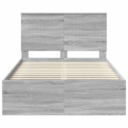 Bed Frame Grey Sonoma 120 x 200 cm Solid Pine Wood