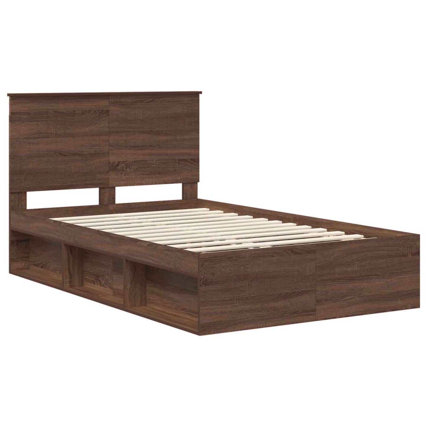 Bed Frame with Headboard Brown Oak 120 x 200 cm Solid Pine Wood