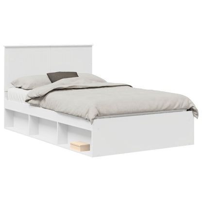 Bed Frame with Headboard White 120 x 190 cm Solid Pine Wood