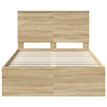 Bed Frame with Headboard Sonoma 120 x 190 cm Solid Pine Wood