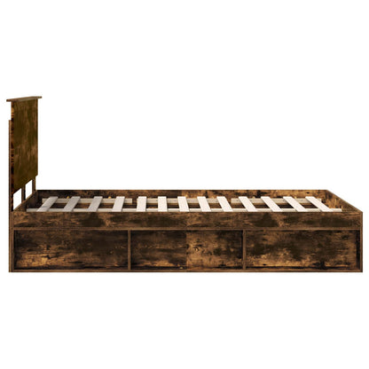 Bed Frame Smoked Oak 120 x 190 cm Solid Pine Wood