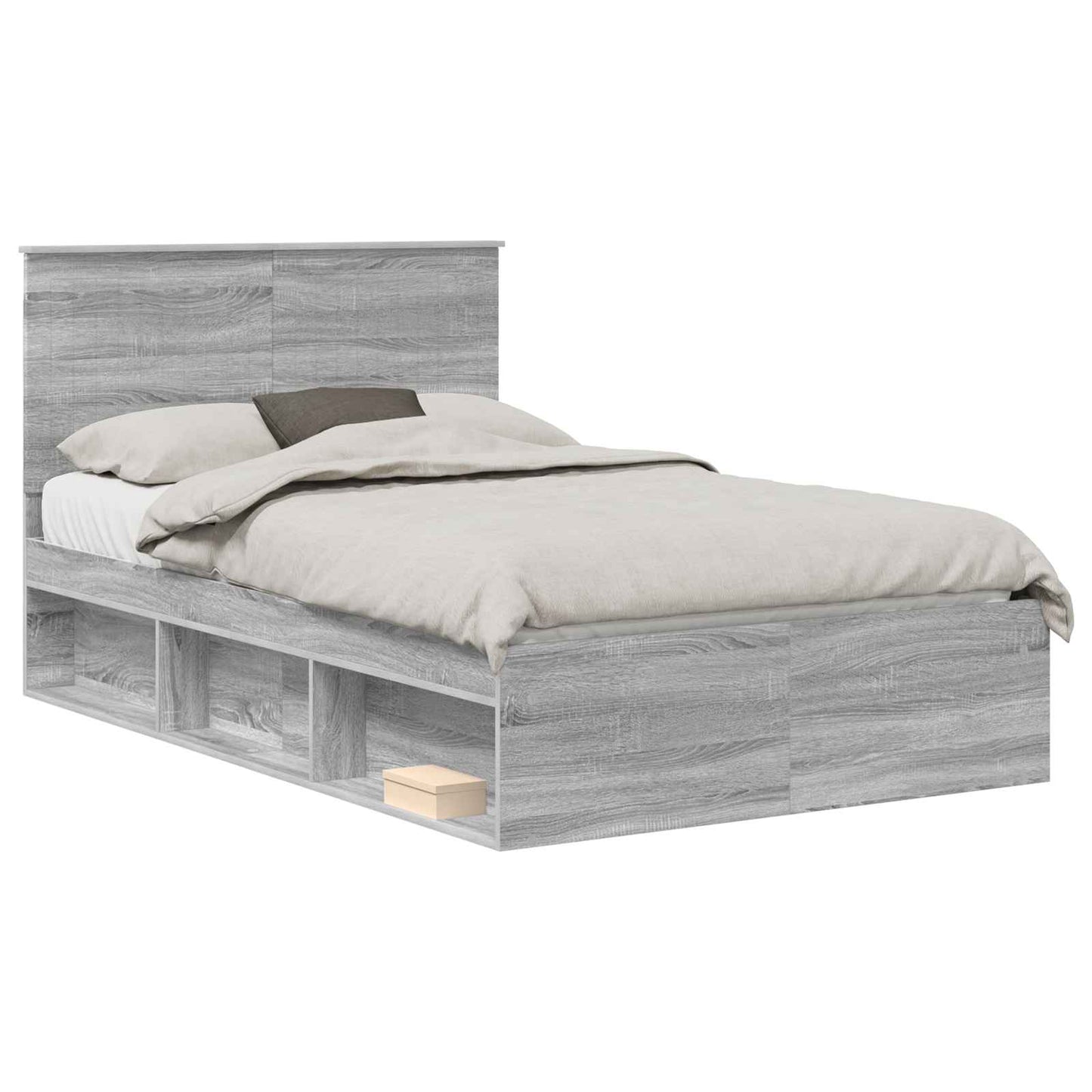 Bed Frame Grey Sonoma 120 x 190 cm Solid Pine Wood