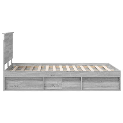 Bed Frame Grey Sonoma 120 x 190 cm Solid Pine Wood