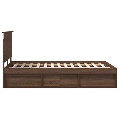 Bed Frame with Headboard Brown Oak 120 x 190 cm Solid Pine Wood