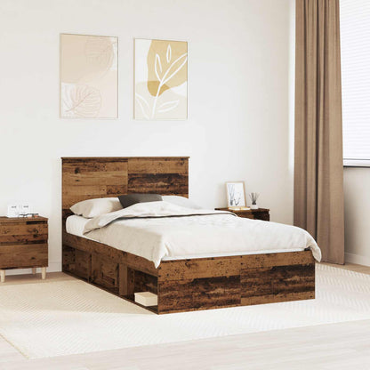 Bed Frame with Headboard Old Wood 120 x 190 cm Solid Pine Wood