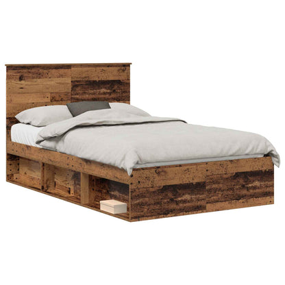 Bed Frame with Headboard Old Wood 120 x 190 cm Solid Pine Wood