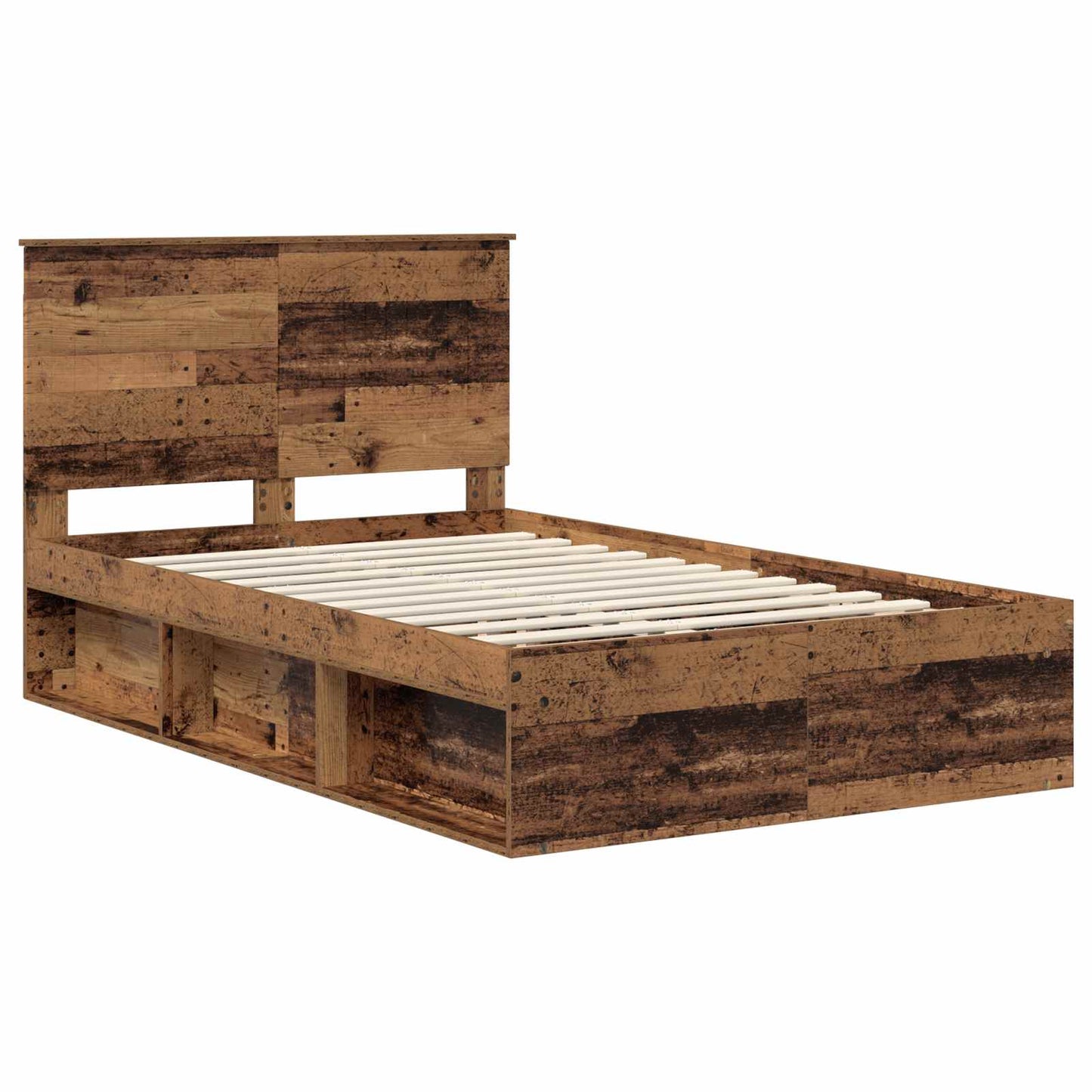 Bed Frame with Headboard Old Wood 120 x 190 cm Solid Pine Wood
