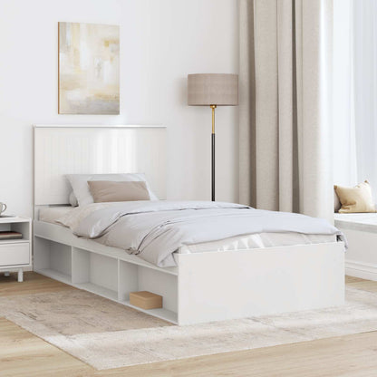 Bed Frame with Headboard White 100 x 200 cm Solid Pine Wood