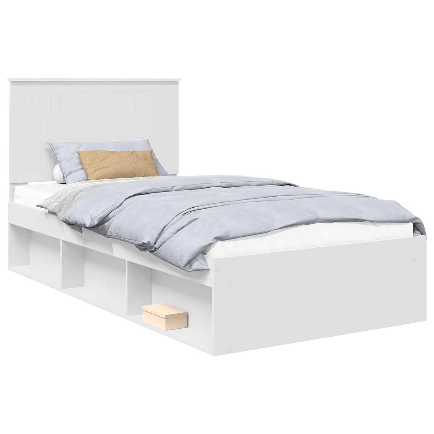 Bed Frame with Headboard White 100 x 200 cm Solid Pine Wood