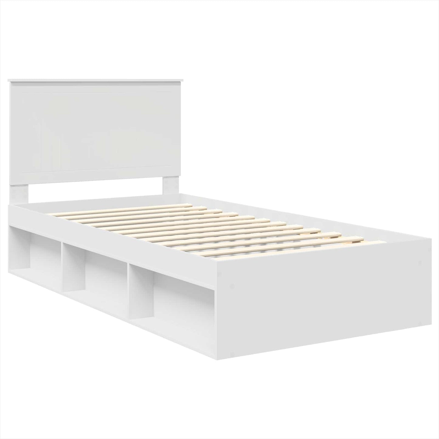 Bed Frame with Headboard White 100 x 200 cm Solid Pine Wood