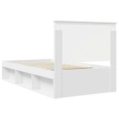 Bed Frame with Headboard White 100 x 200 cm Solid Pine Wood