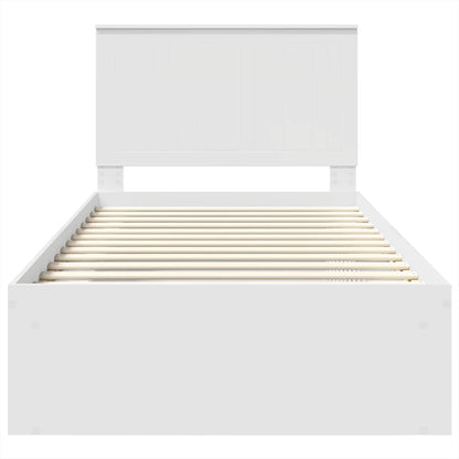 Bed Frame with Headboard White 100 x 200 cm Solid Pine Wood