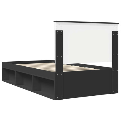 Bed Frame with Headboard Black 100 x 200 cm Solid Pine Wood