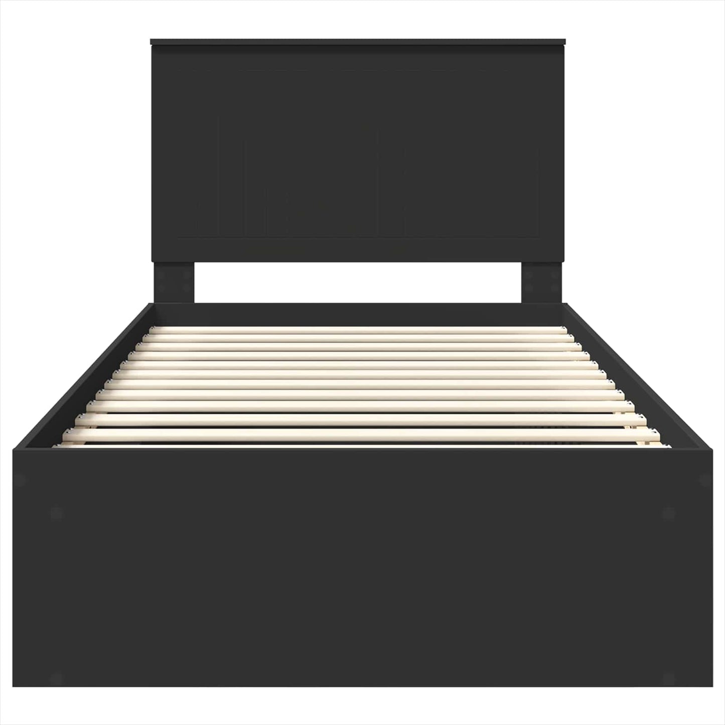 Bed Frame with Headboard Black 100 x 200 cm Solid Pine Wood