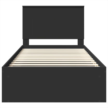 Bed Frame with Headboard Black 100 x 200 cm Solid Pine Wood