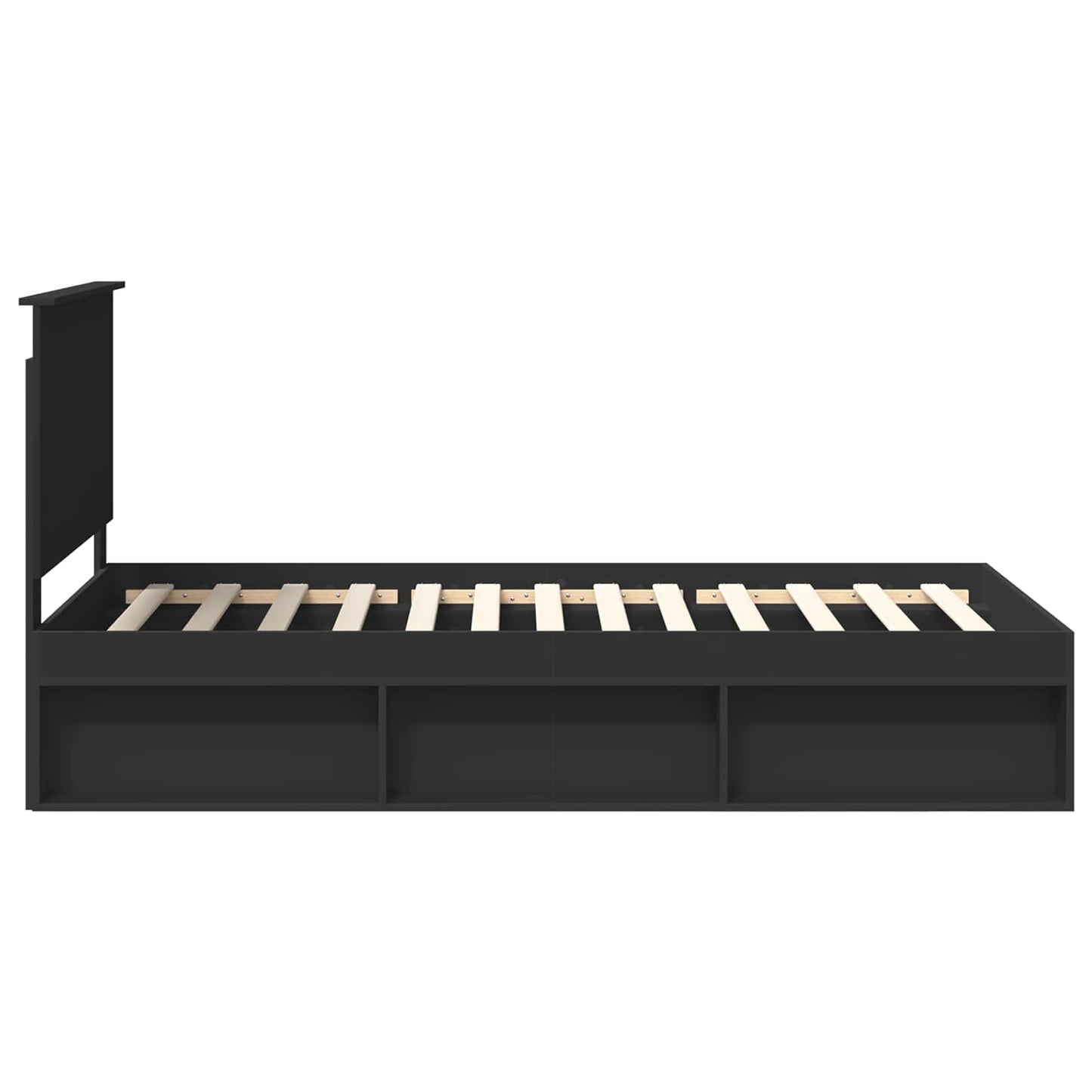 Bed Frame with Headboard Black 100 x 200 cm Solid Pine Wood