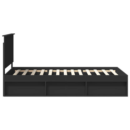 Bed Frame with Headboard Black 100 x 200 cm Solid Pine Wood