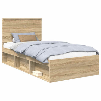 Bed Frame with Headboard Sonoma 100 x 200 cm Solid Pine Wood