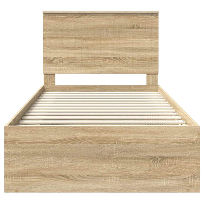 Bed Frame with Headboard Sonoma 100 x 200 cm Solid Pine Wood