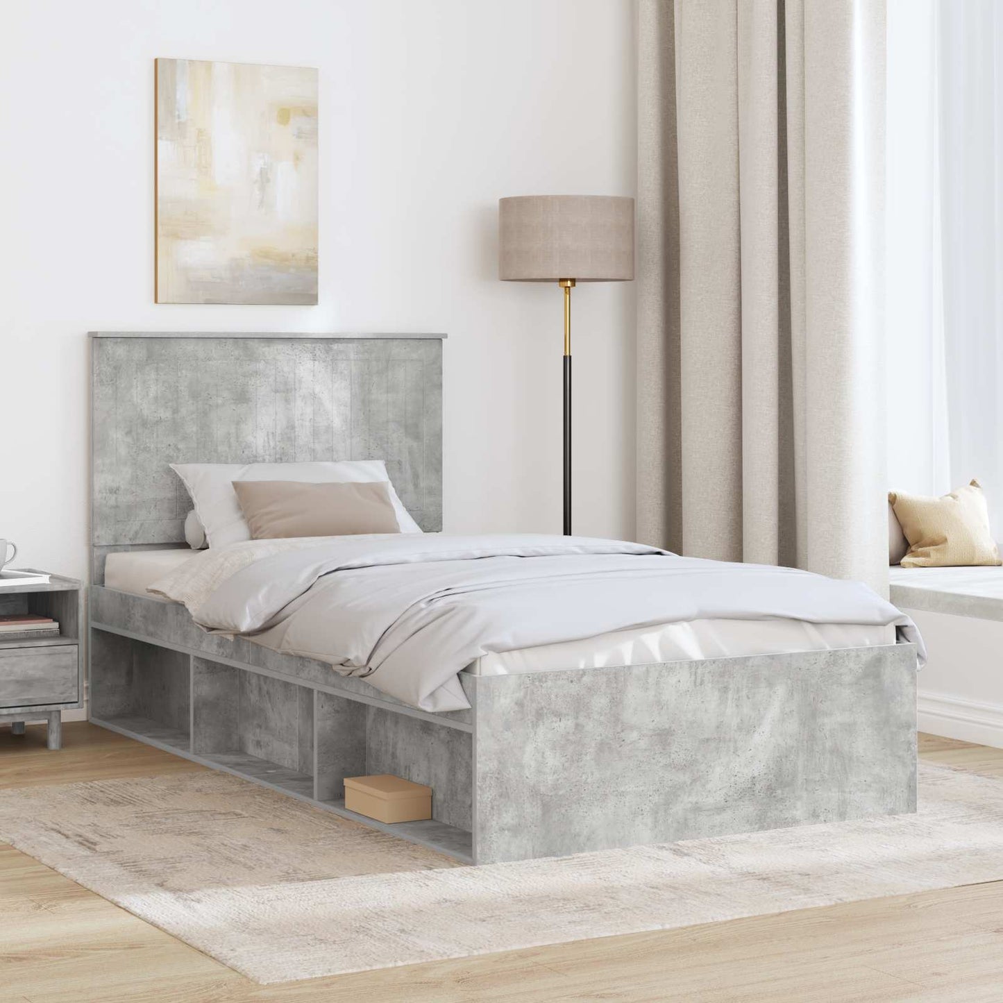 Bed Frame Concerte Grey 100 x 200 cm Solid Pine Wood