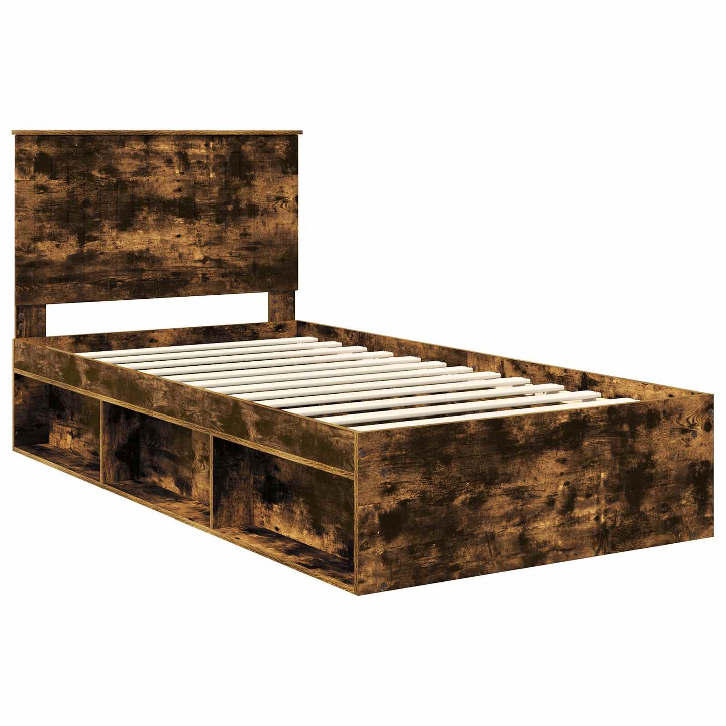 Bed Frame Smoked Oak 100 x 200 cm Solid Pine Wood