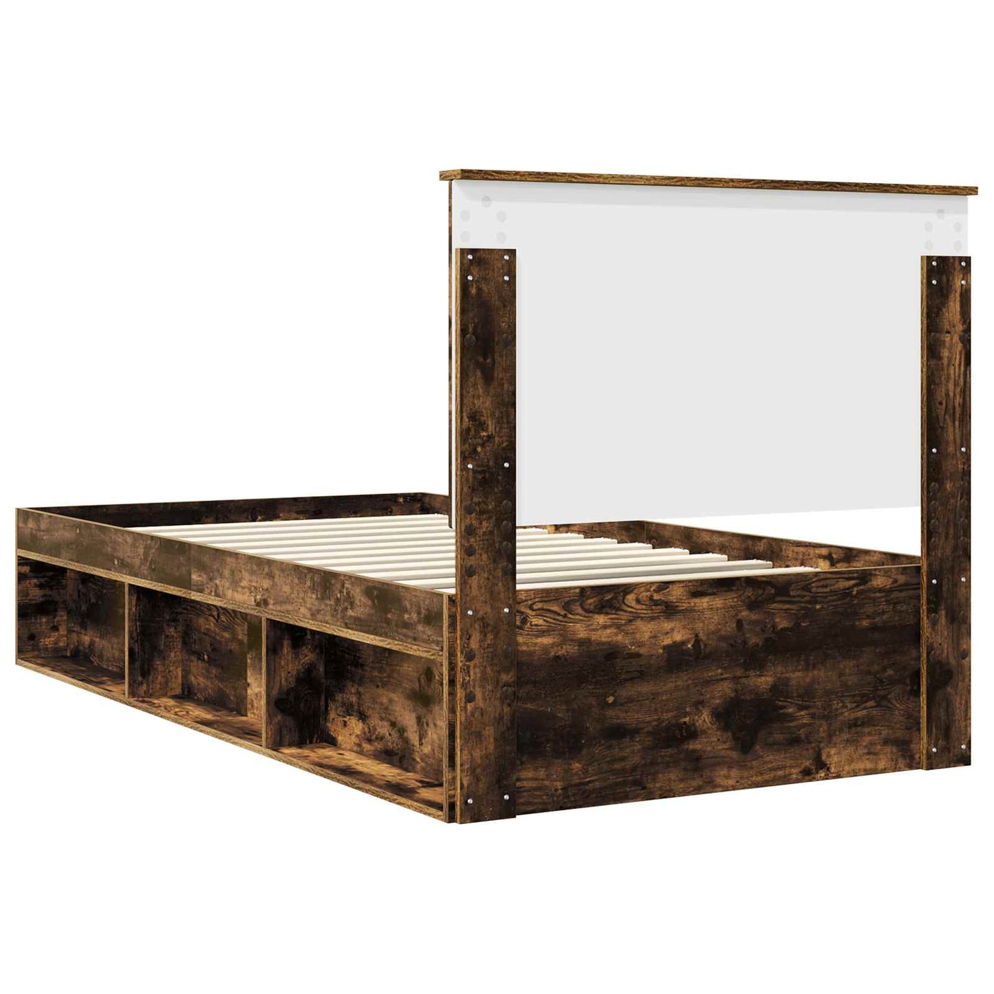 Bed Frame Smoked Oak 100 x 200 cm Solid Pine Wood