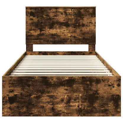 Bed Frame Smoked Oak 100 x 200 cm Solid Pine Wood